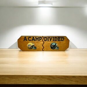 Vintage Handcrafted NFL Family Rivalry Wall Hanging